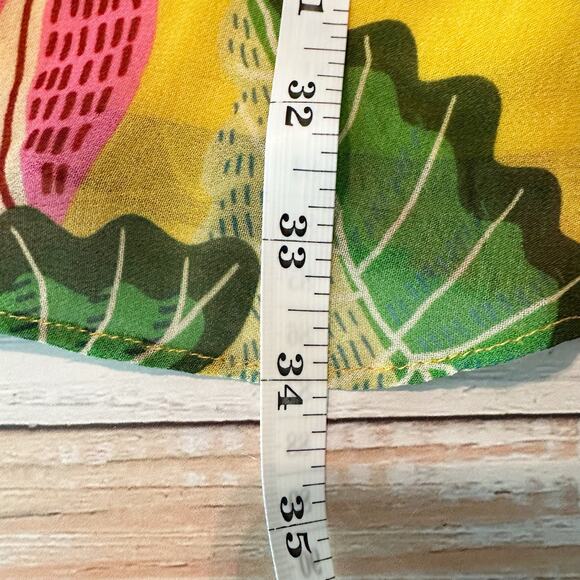 FARM RIO Beaks & Bananas Ruffle Flowy Casual Summer Mini Dress Small - Picture 13 of 13